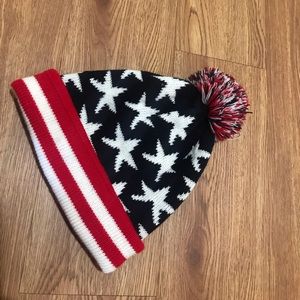 Red white and blue beanie